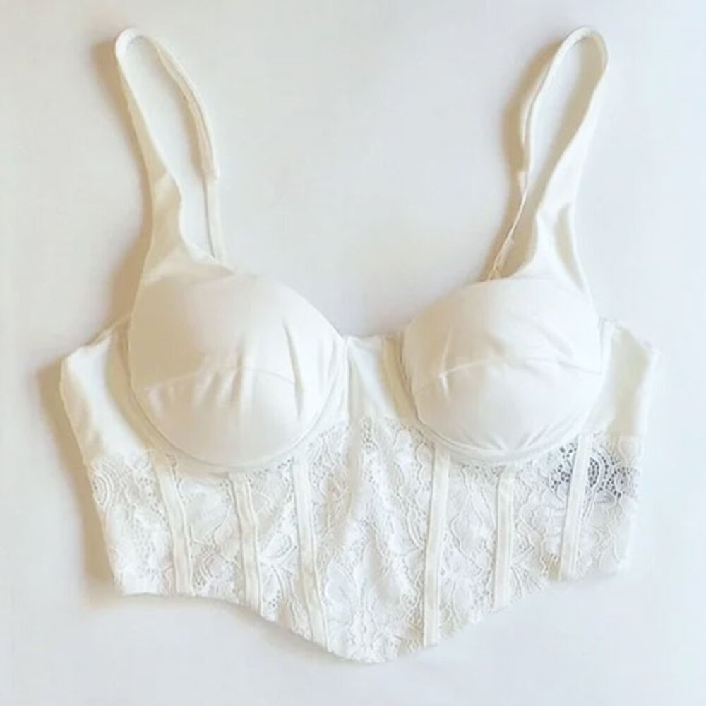 AFRM Corset Bustier Longline Bra Top M Ivory White